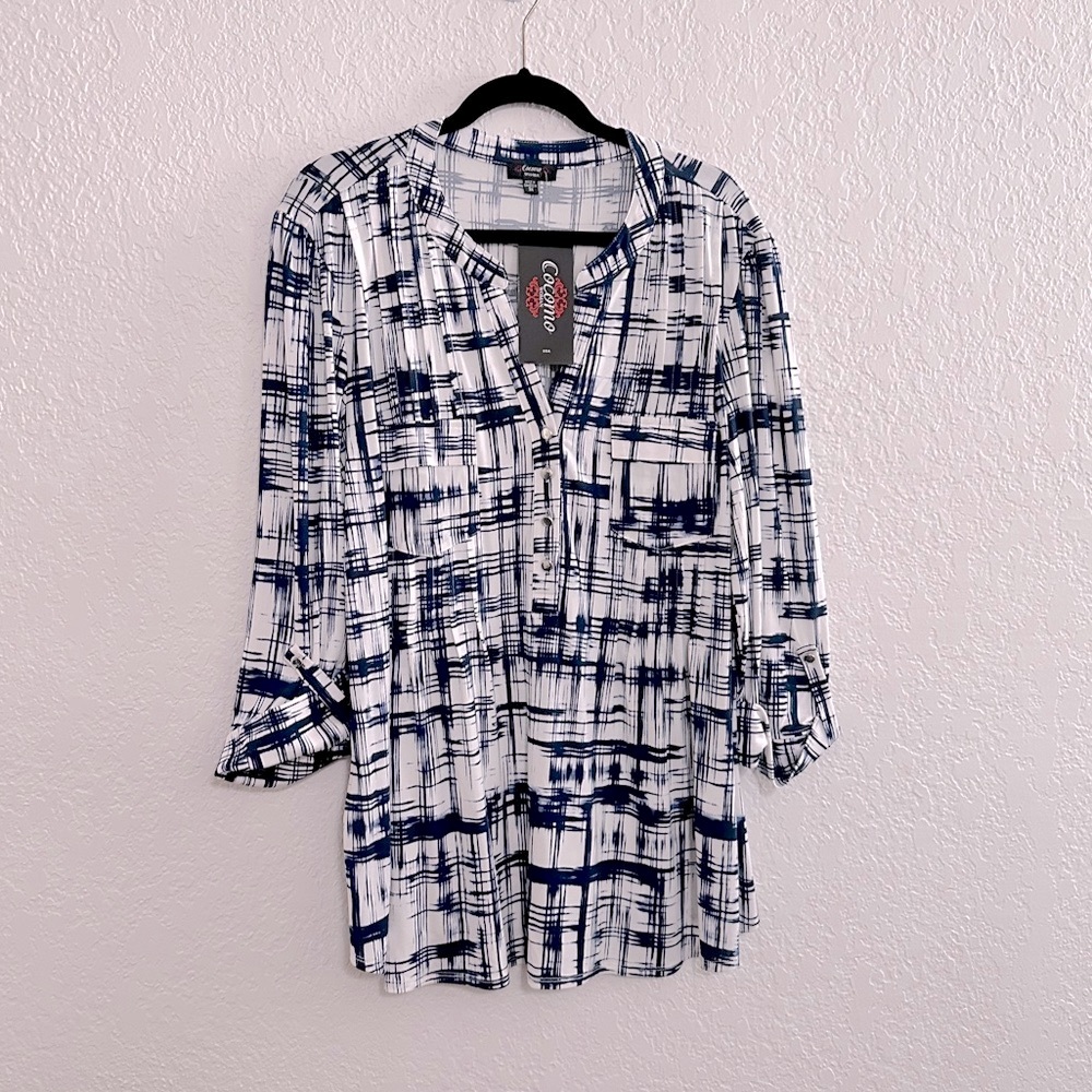 Plus Size 3X Flowy Tunic Button Up Top